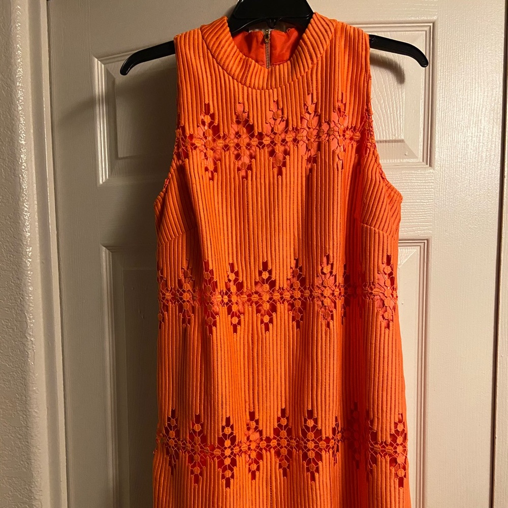 Orange lace dress with zipper back